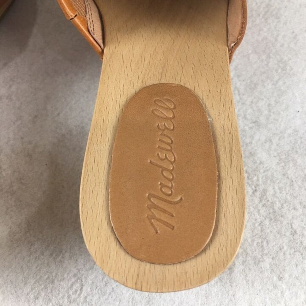 Madewell Womens Brown Leather Evelyn Wood Slide Clog sz 6.5 - Picture 9 of 10
